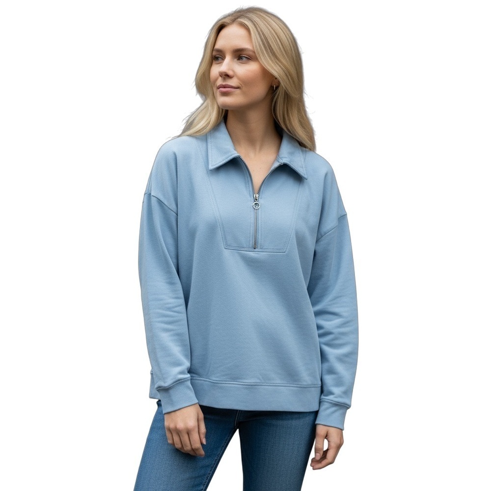 Time and Tru Women's Light Blue Half Zip Top Size XL​​​​